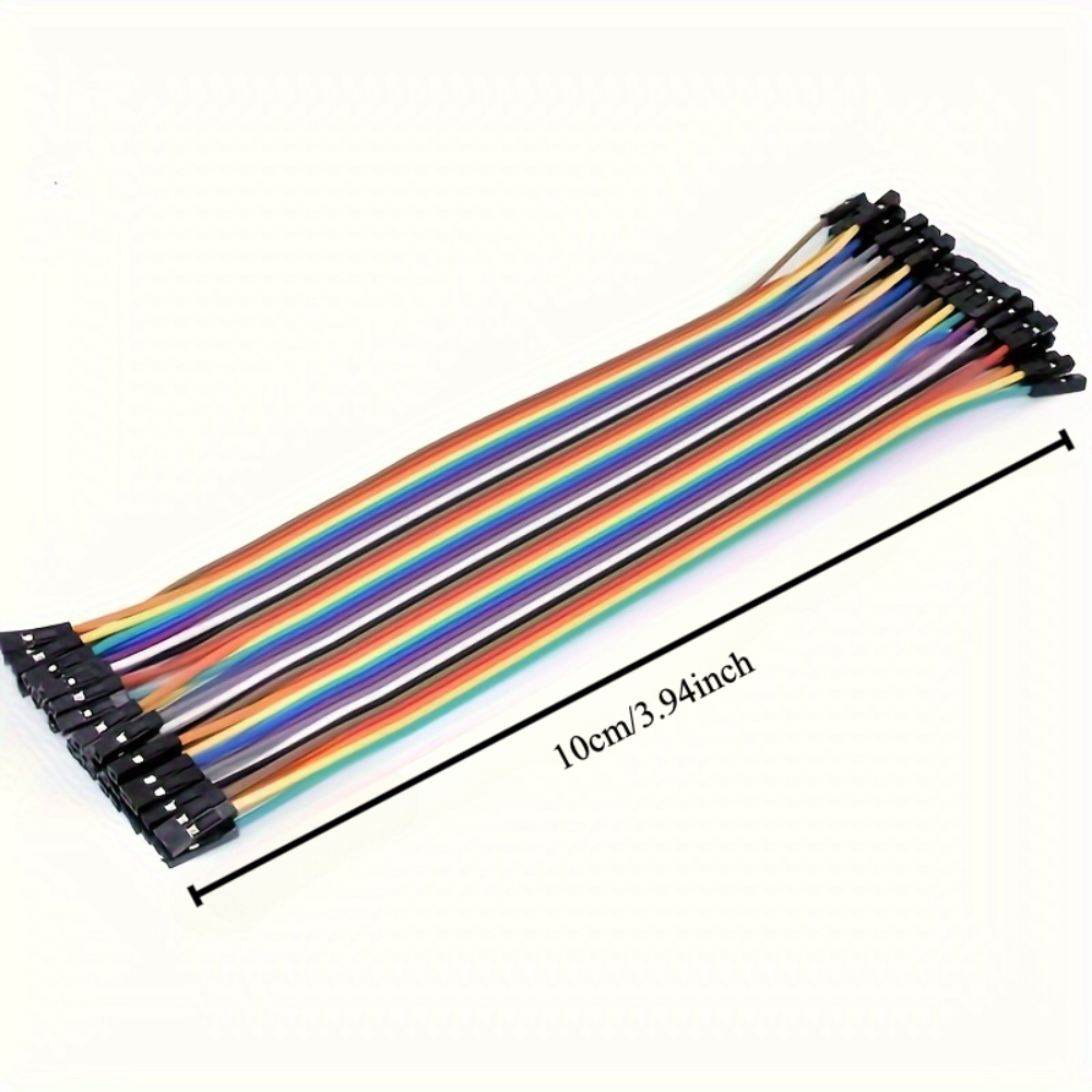 40pcs 10cm Jumper Ribbon Cables Kit, Male to Male, Female to Male, Female to Female Dupont Cables for Arduino, Breadboard Prototyping, and DIY Projects