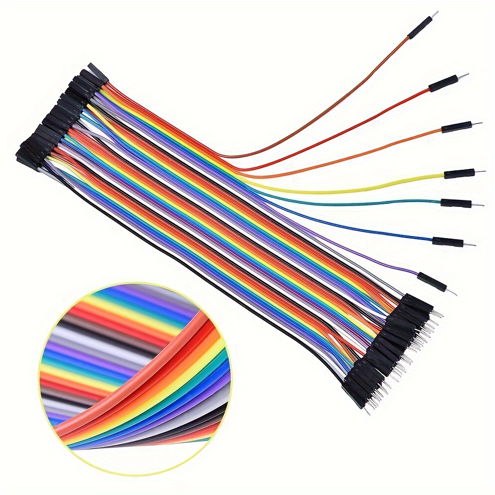 40pcs 10cm Jumper Ribbon Cables Kit, Male to Male, Female to Male, Female to Female Dupont Cables for Arduino, Breadboard Prototyping, and DIY Projects