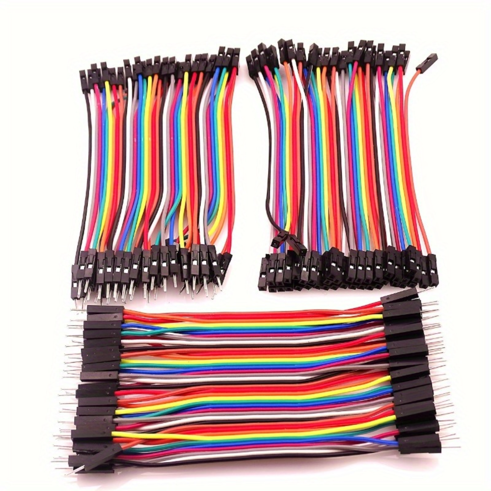 40pcs 10cm Jumper Ribbon Cables Kit, Male to Male, Female to Male, Female to Female Dupont Cables for Arduino, Breadboard Prototyping, and DIY Projects