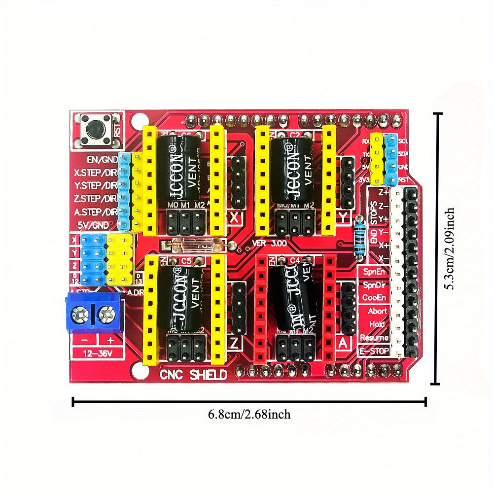 CNC Shield V3 Engraving Machine Expansion Board for Arduino, A4988 Driver Board for 3D Printer, Robotics Programming, and Mechanical Arm Development