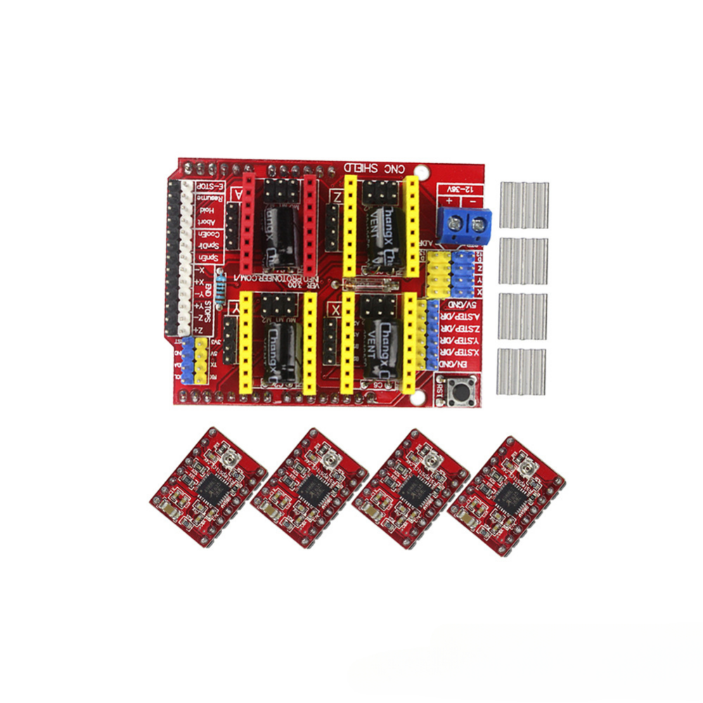 CNC Shield V3 Engraving Machine Expansion Board for Arduino, A4988 Driver Board for 3D Printer, Robotics Programming, and Mechanical Arm Development