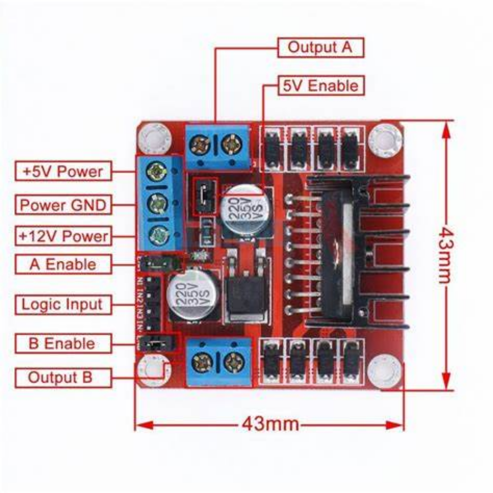 1PC/3PCS L298N Motor Driver Module with Jumper Wires, High Voltage High Current Dual H-Bridge Driver, Robot Programming, Smart Car, Compatible with Arduino Uno Mega2560, Raspberry Pi