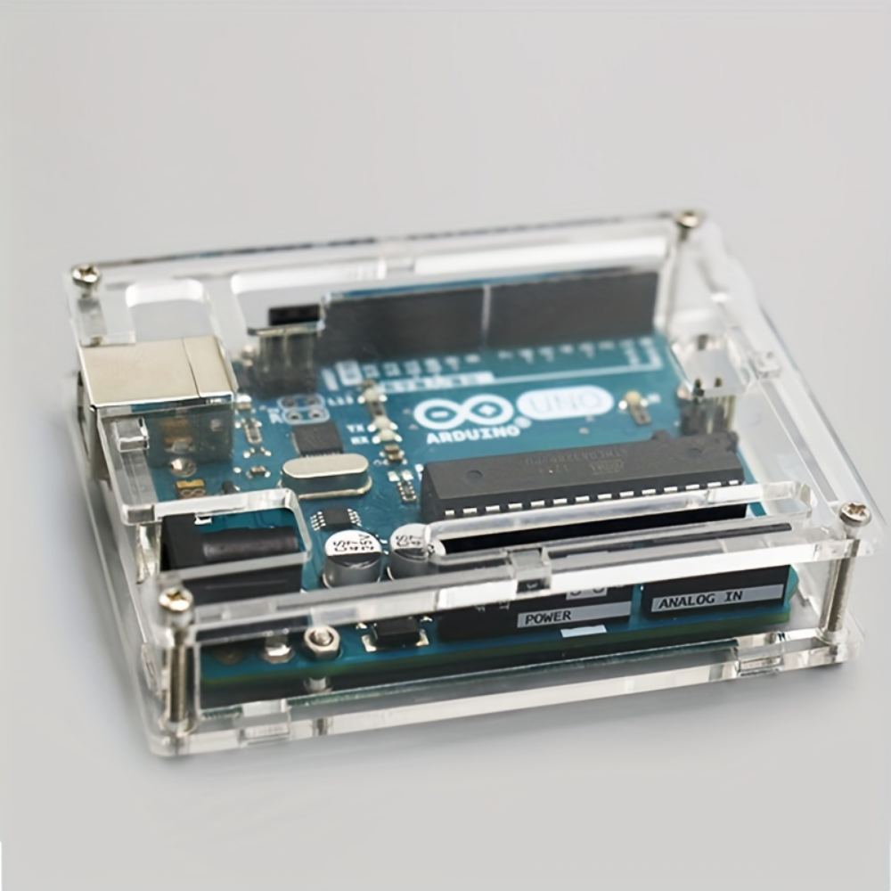 Arduino UNO R3 Case - Acrylic Enclosure, Injection-Molded Transparent Shell, ABS Mount, Ideal for Electronics Enthusiasts and Collectors