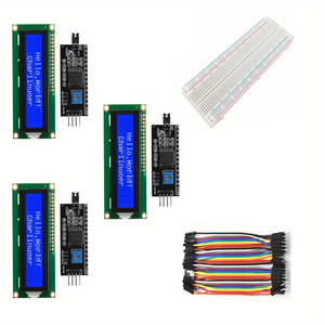 1pc/3pcs I2C 1602 LCD Display Module 16X2 with Blue Backlight, 830-Hole Breadboard, and 10cm Male-to-Female Dupont Wires, Compatible with Arduino and Raspberry Pi, Perfect for Obstacle Avoidance Robots and Programming Projects