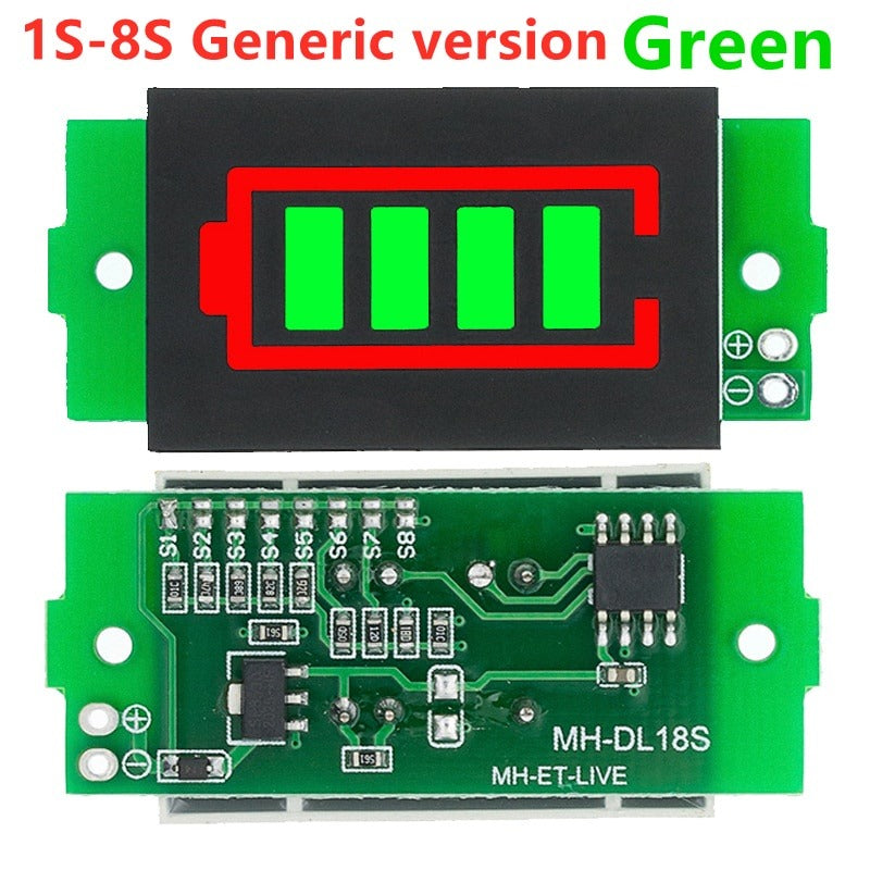 1S 2S 3S 4S Single 3.7V Lithium Battery Capacity Indicator Module, 4.2V Blue Screen Li-Ion Power Tester, Voltage Display for DIY Projects, Electric Scooter, E-bike, and Power Banks