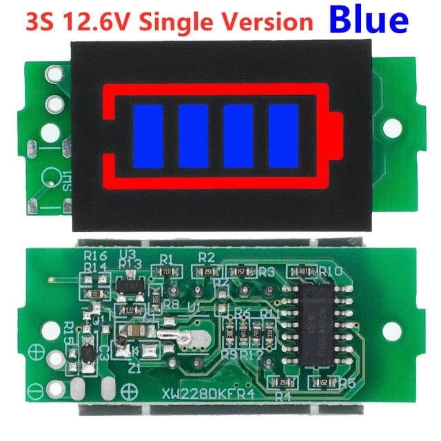 1S 2S 3S 4S Single 3.7V Lithium Battery Capacity Indicator Module, 4.2V Blue Screen Li-Ion Power Tester, Voltage Display for DIY Projects, Electric Scooter, E-bike, and Power Banks