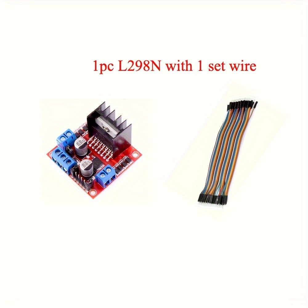 1PC/3PCS L298N Motor Driver Module with Jumper Wires, High Voltage High Current Dual H-Bridge Driver, Robot Programming, Smart Car, Compatible with Arduino Uno Mega2560, Raspberry Pi