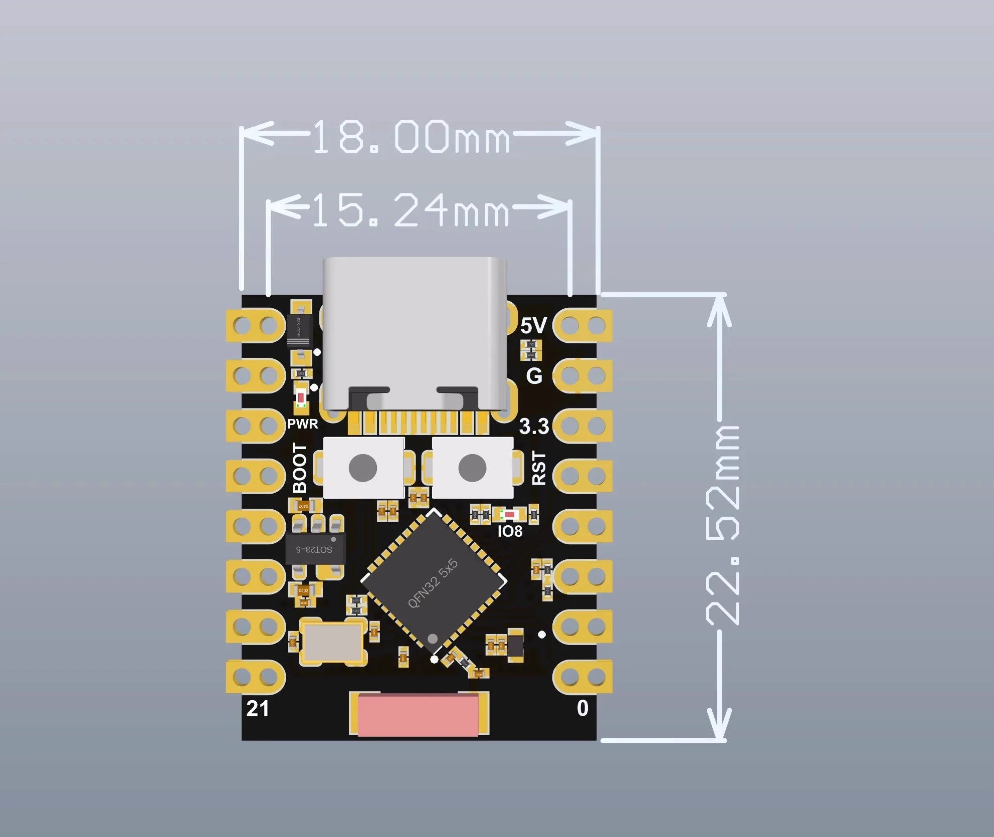 ESP32-C3 Supermini Development Board with Type-C Interface, WiFi + Bluetooth, Ideal for Embedded Development and Robotics Programming